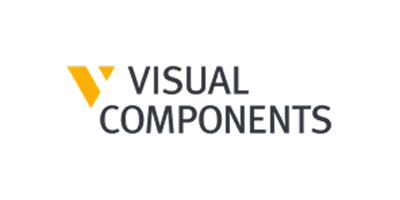 Visual Components Logo – 3D-Simulationssoftware für Fabrikplanung und Materialfluss